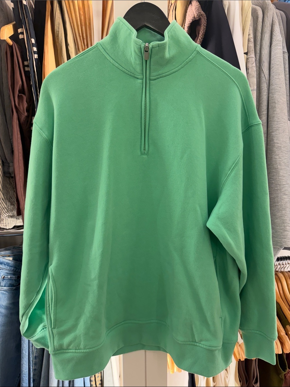 Athleta Women’s Green Quarter-Zip Pullover Oversized Sweatshirt